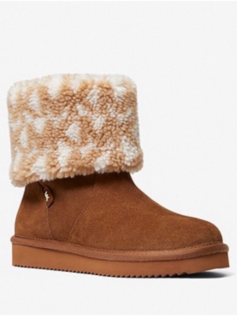Michael Kors Chestnut Suede Ankle Boot with Cream Shearling Cuff